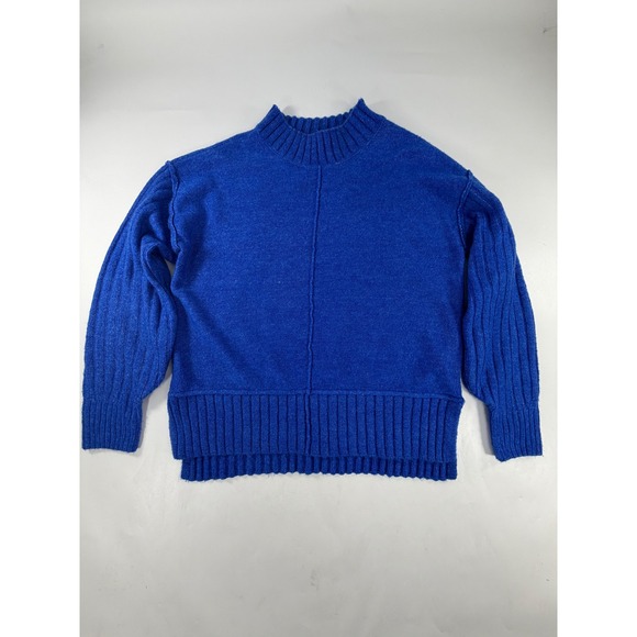 Margeaux & Ellie Sweaters - Margeaux & Ellie Women Cobalt Blue Mock Neck Ribbed Knit Sweater Small